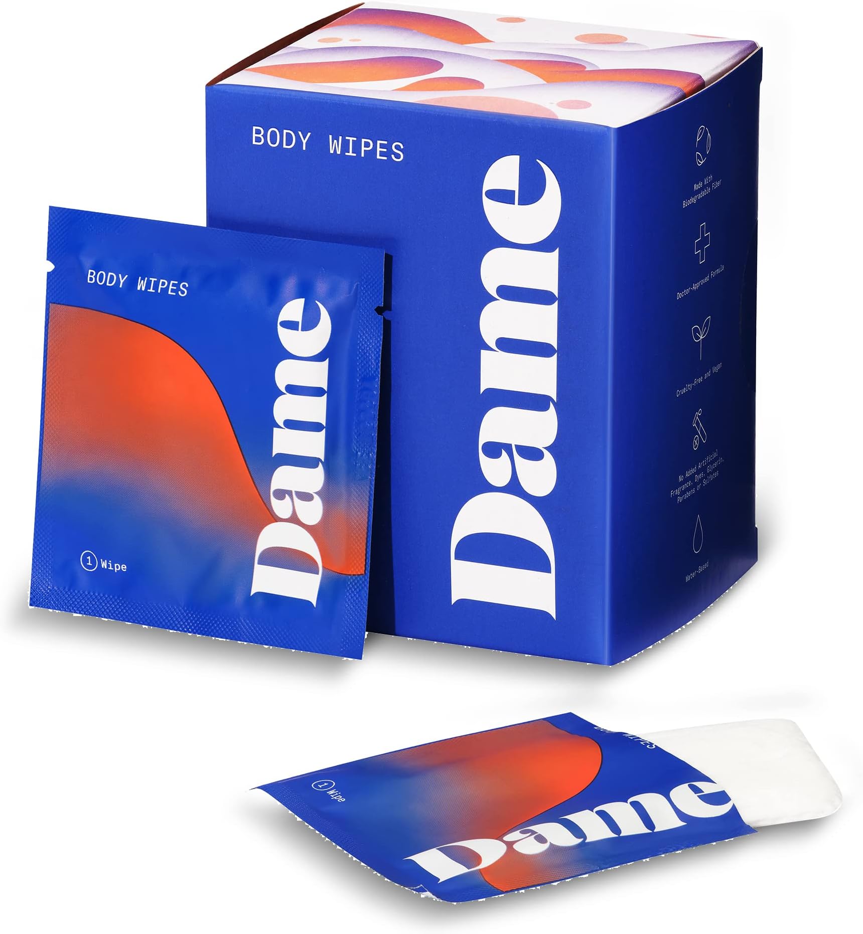 Dame Products Body Wipes - Cleansing and Nourishing - pH-Balanced Formulated with Aloe and Cucumber Extract - Disposable and Flushable - 15 Count