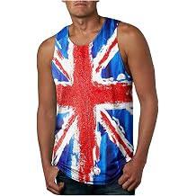 Men's Union Jack Vests England Flag Bodybuilding Athletic Summer Workout Tank Top Gym Essentials Fitness Tanks Sleeveless Gym Vest Quick Dry United Kingdom Sports Vest for Men UK