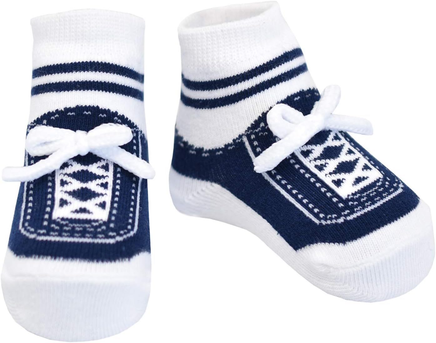 baby emporio Baby Socks – Shoe Look – Shoelace Detail – Non-Slip Gripper Soles – Cotton – 6 Pair Gift Box
