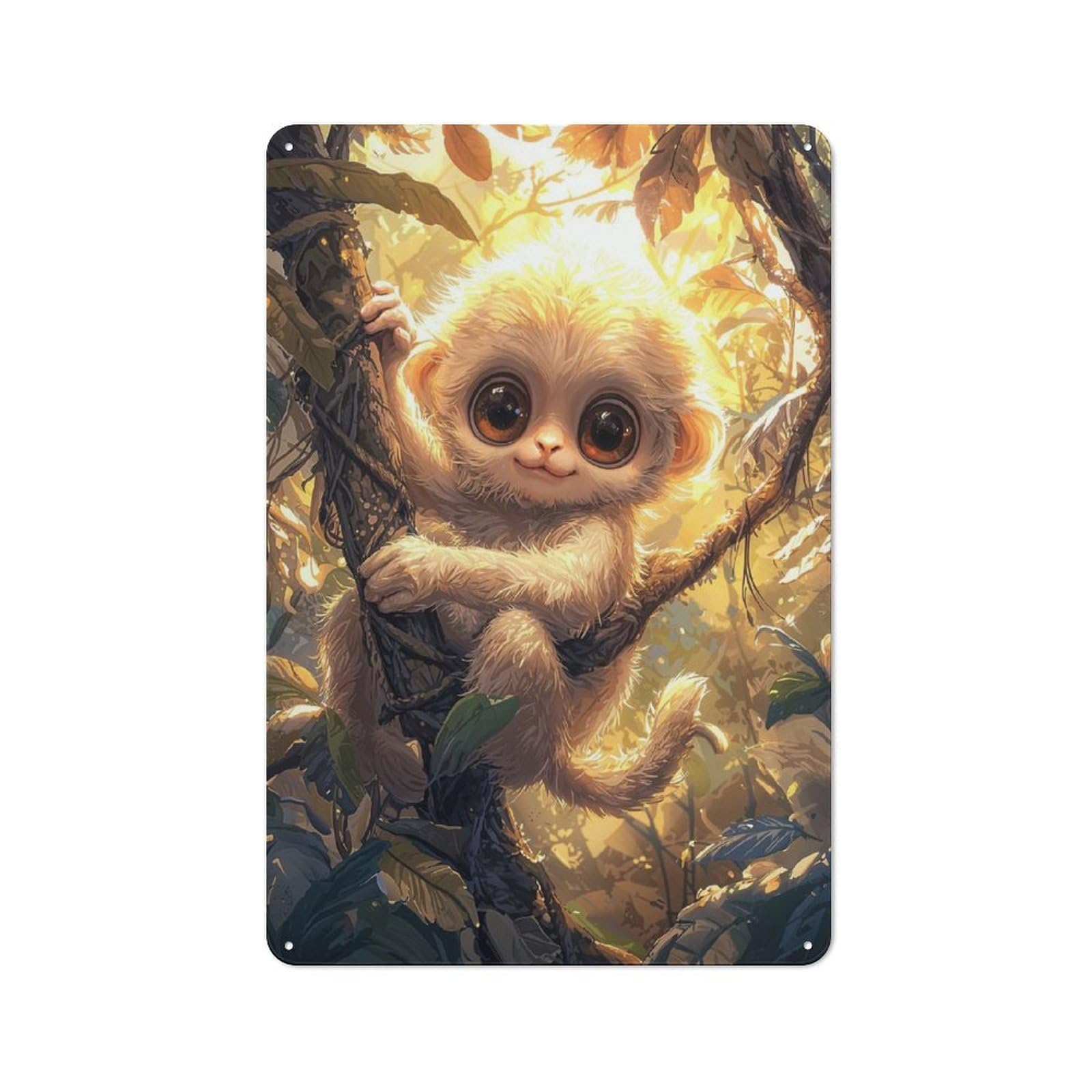 Junmoney Style-3 Metal Plaque 30X20cm With Cute Monkey In Jungle For Pub Or Café, Vintage Decor, For Vintage Wall Decor Fans, For Metal Sign Collectors