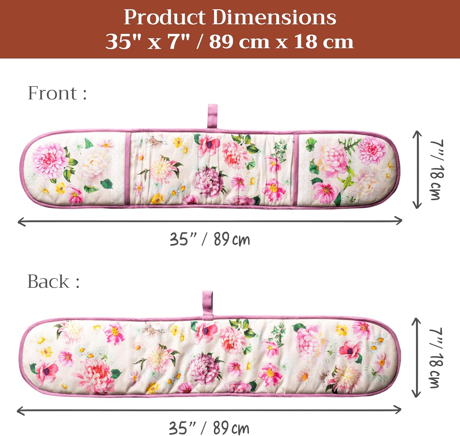 Maison d' Hermine Pivoine 100% Cotton Easter Double Oven Glove with Loop Heat Resistant for BBQ | Cooking | Baking | Grilling | Microwave | Barbecue | Spring/Summer (7.5 Inch by 35 Inch)