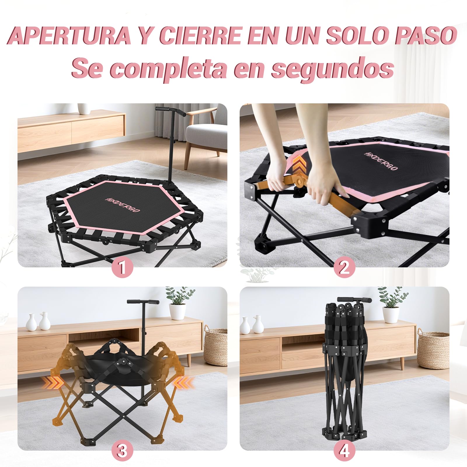 HXD-ERGO Cama Elástica Plegable Trampolín Fitness para Adultos y Niños 106 cm Uso Interior y Exterior Mini Trampolin Rebounder Saltador Elástico