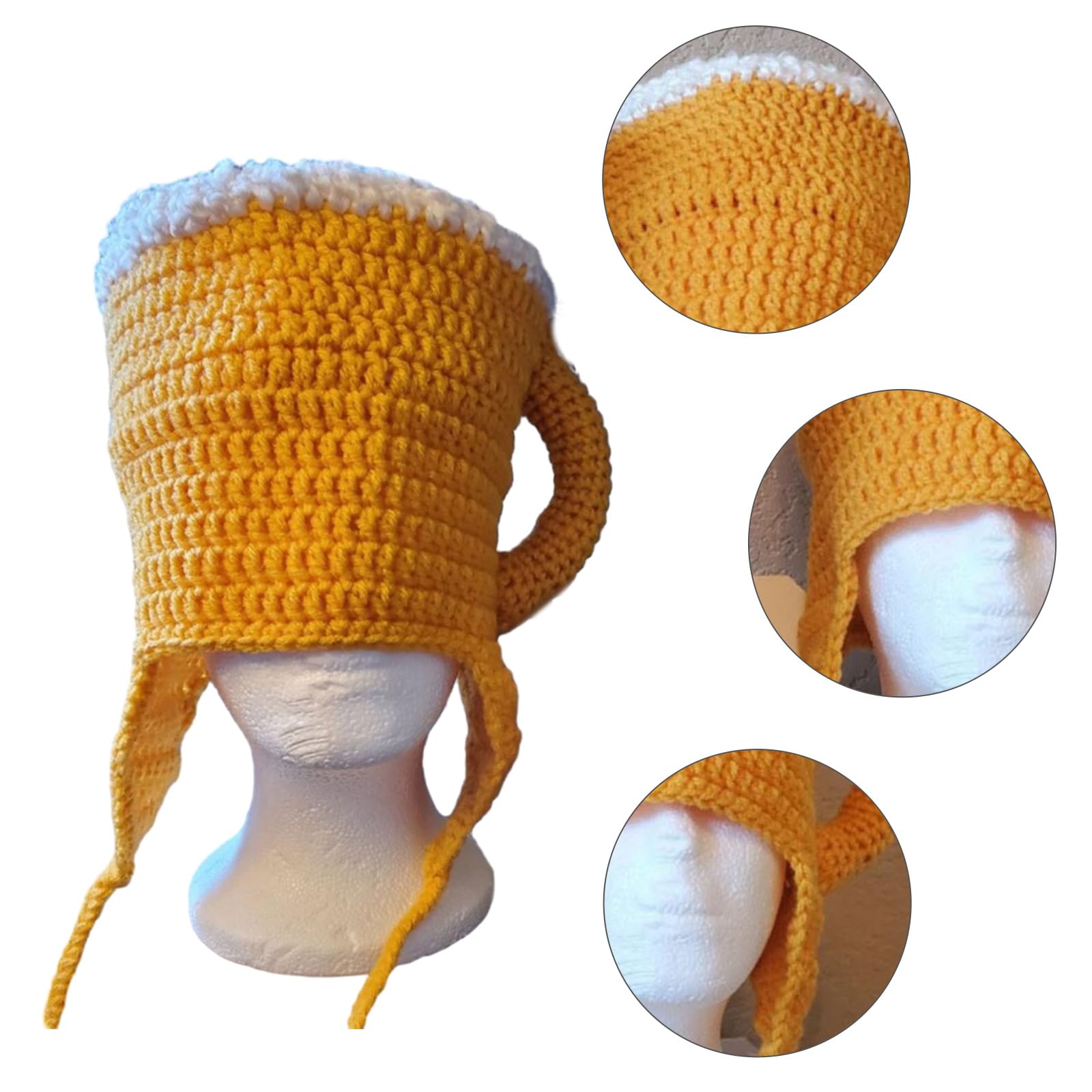 Strickmütze, Halloween, Foto-Requisiten, süßes Bierkostüm, lustiges Cosplay, coole gestrickte Glaswaren, Dekorationen, gehäkelte Mütze