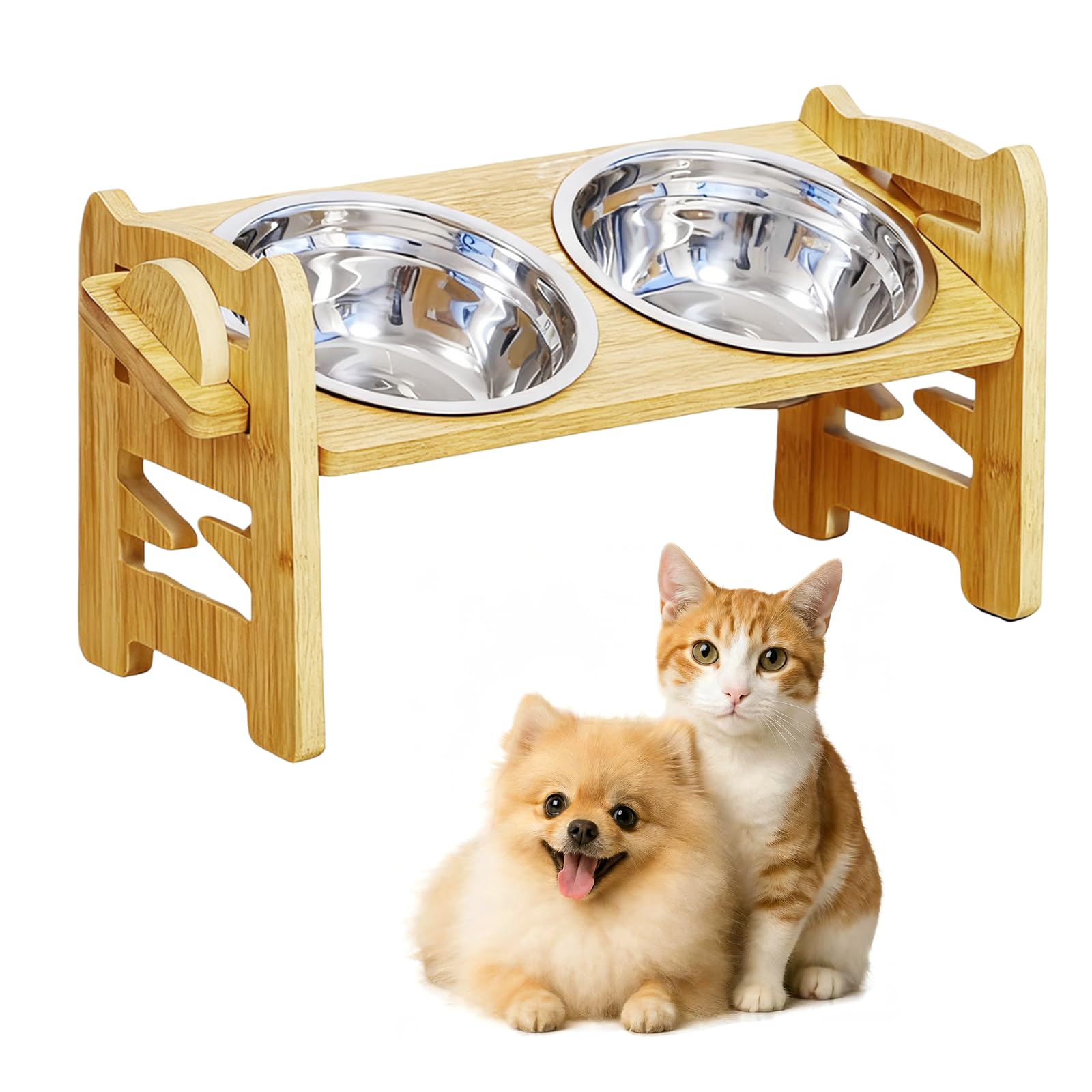 Gamelle pour chien surélevée avec support, hauteur réglable, hauteur réglable avec 2 bols en acier inoxydable, bol surélevé pour chiens et chats de petite taille