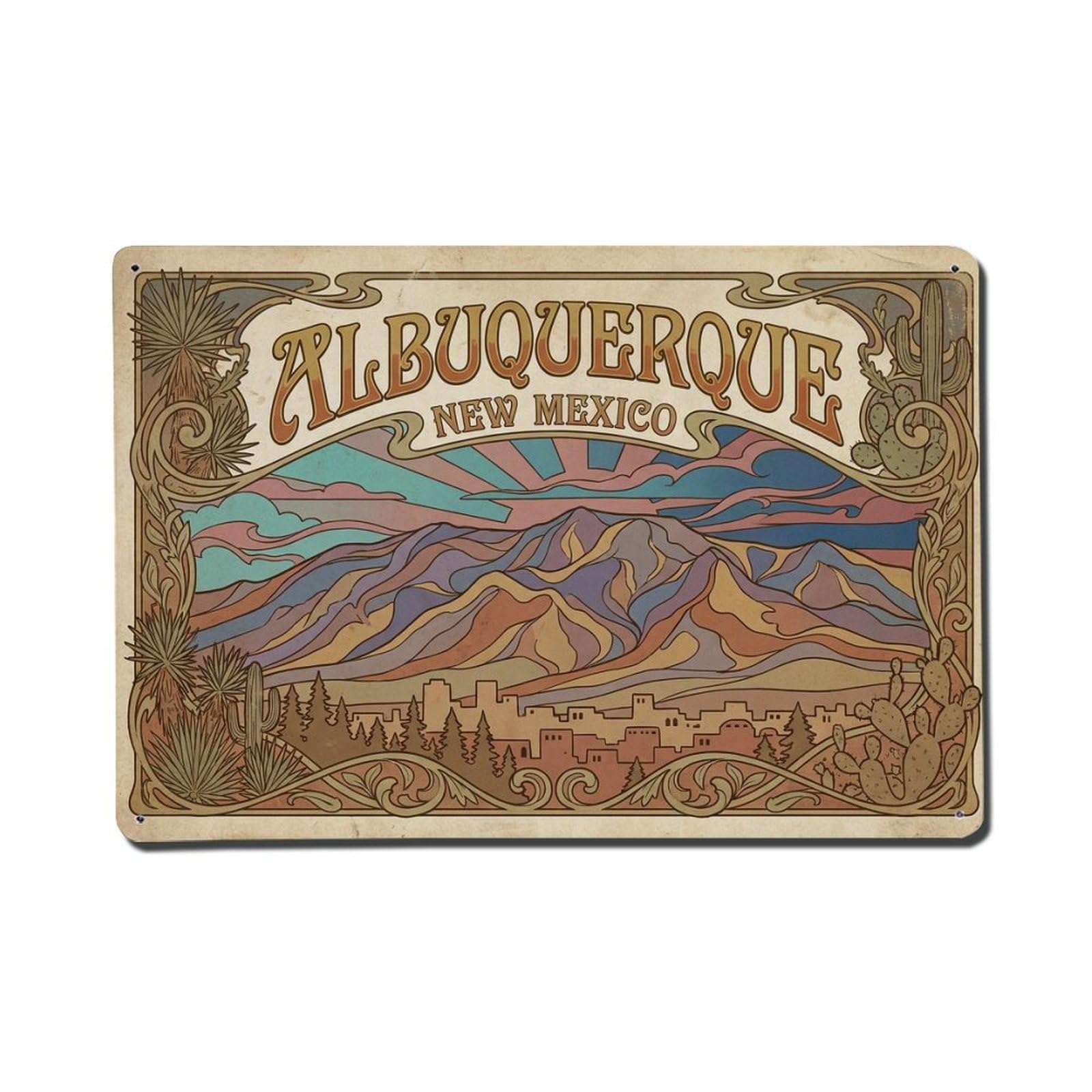 Xanthor Style Travel Vintage Usa Albuquerque Metal Tin Sign