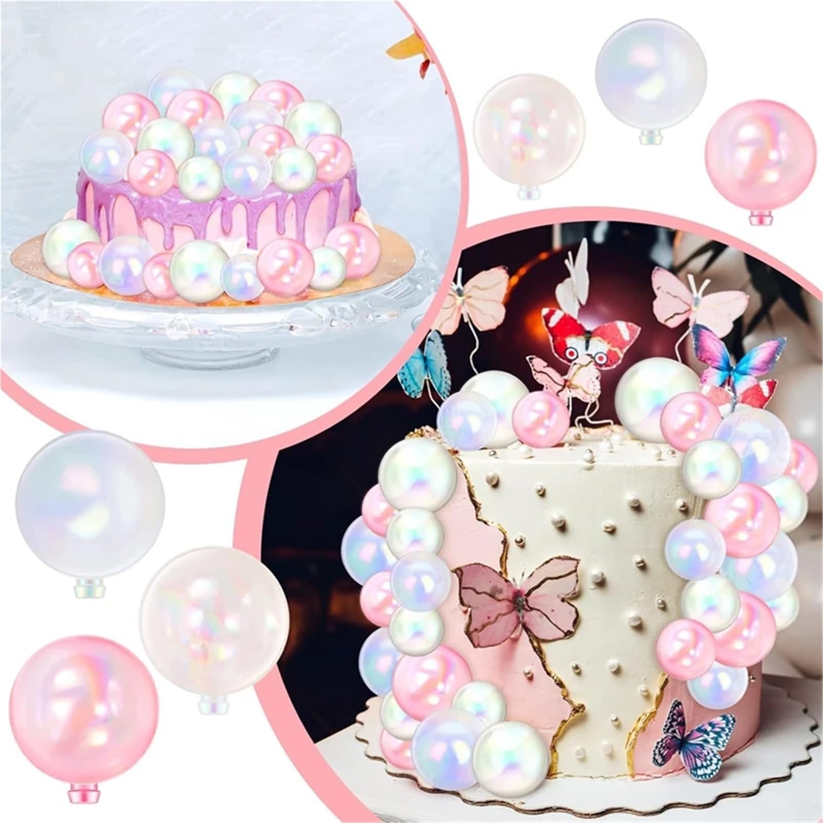 Lot de 100 mini ballons en mousse pour décoration de gâteau - Transparent, 5 cm
