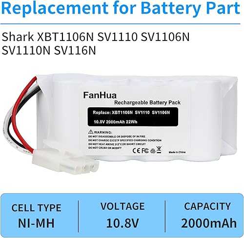 Miniatura 5 de Batería de repuesto de 10.8 V compatible con Shark XBT1106N SV1110 SV1106N SV1110N SV116N Freestyle Navigator aspiradora inalámbrica