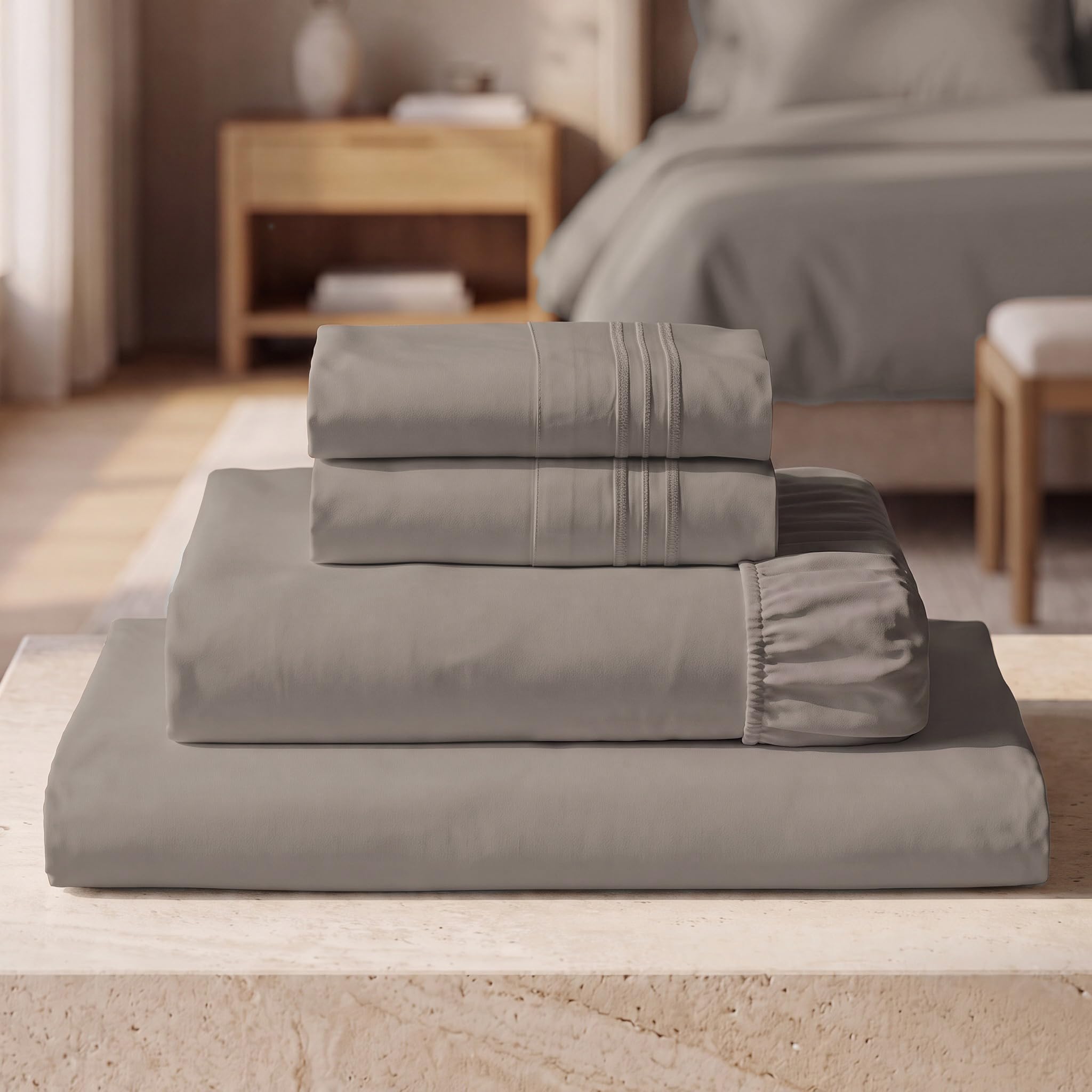 Mellanni Iconic 4-Piece, Ultra Soft Sheet Set (Full, Tan)