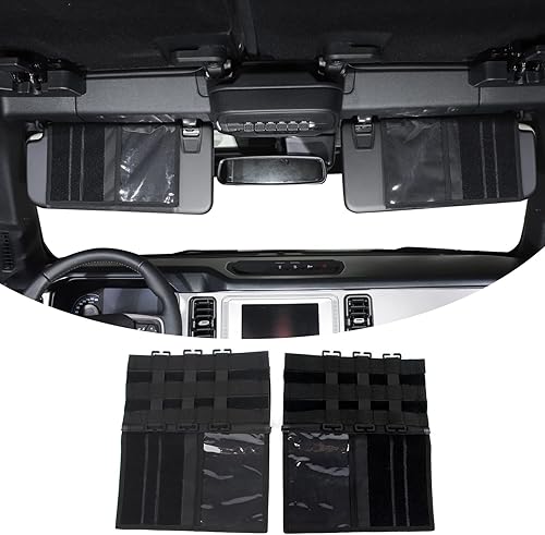 HTHE Bolsa organizadora de almacenamiento para Ford Bronco 2021 2022 con visera frontal táctica para Ford Bronco 2021 2022 2023 (2 piezasjuego, con