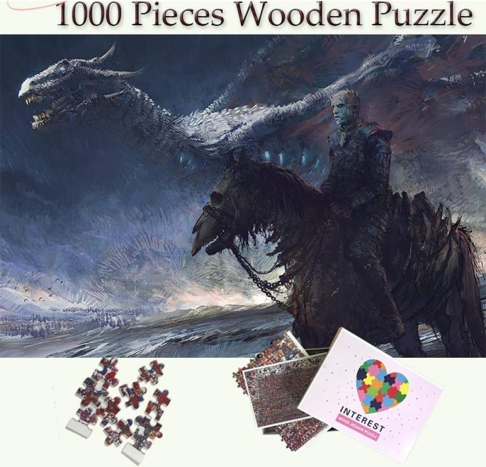 yingPT 1000 Pieces of Wooden Puzzle-Game of Thrones Wooden Puzzles 1000 Pieces White Walkers and Dragon Adults 1000 Pieces Jigsaw Puzzle Teenagers Kids Toys