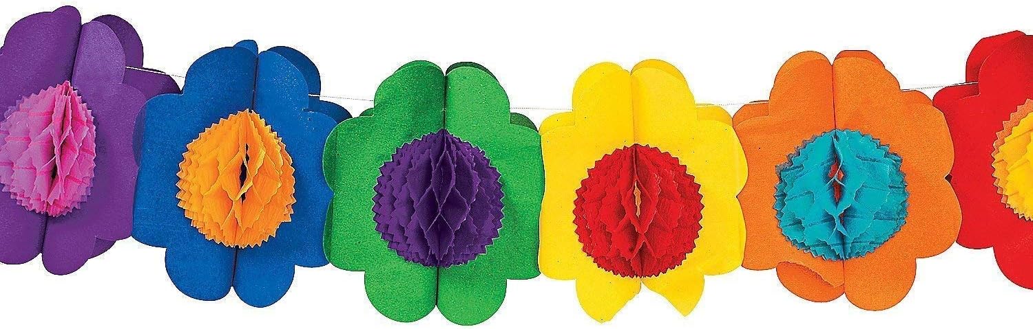 1pcs 9ft Long Tropical Multicolor Paper Tissue Flower Garland Novelty Banner for Luau Hawaiian Party Decorations, Birthdays, Event Supplies, Festivals image 3