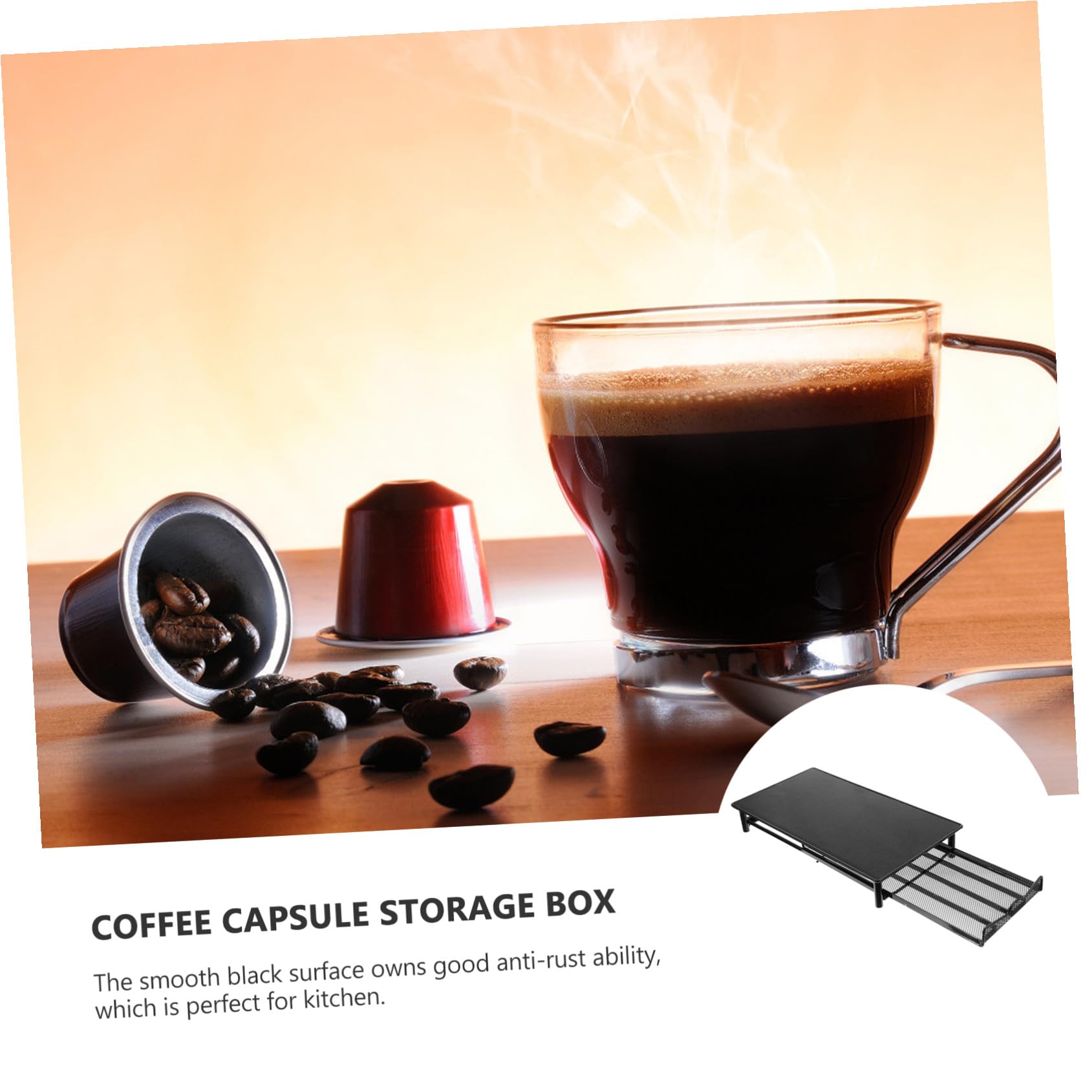 SECFOU Caja de Almacenamiento de Hierro Negro Ligera y Fácil de Transportar Capacidad para 40 Cápsulas para Cápsulas de Café Adecuado para Cocina o Escritorio