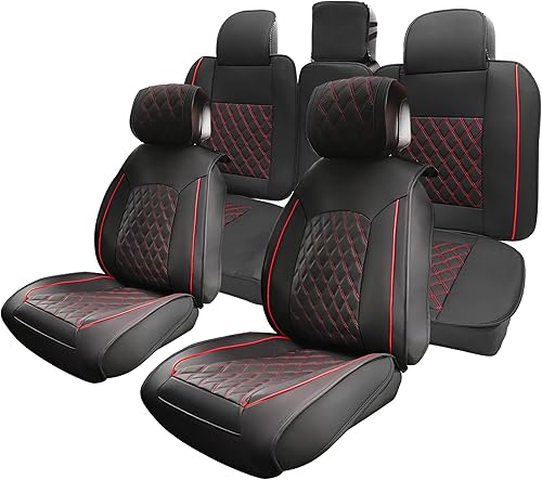 uxcell Fundas de asiento delantero y trasero de automóvil, almohadilla protectora para Toyota Tacoma 2005-2024 Limited TRD Sport impermeable, piel