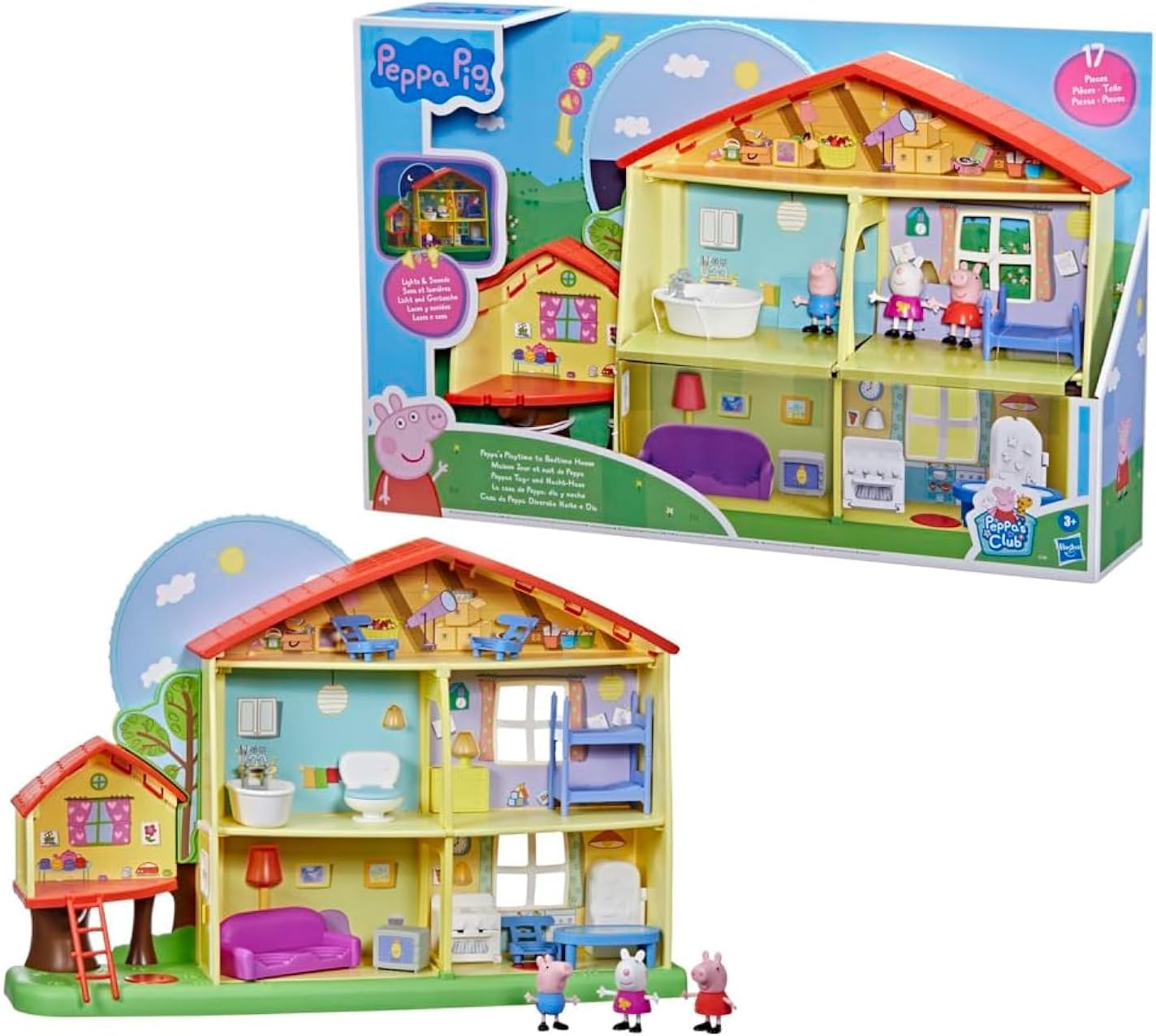 Peppa’s Adventures Peppa's Playtime to Bedtime House Pre-school Toy, Speech, Light and Sounds, Ages 3 and Up , Red
