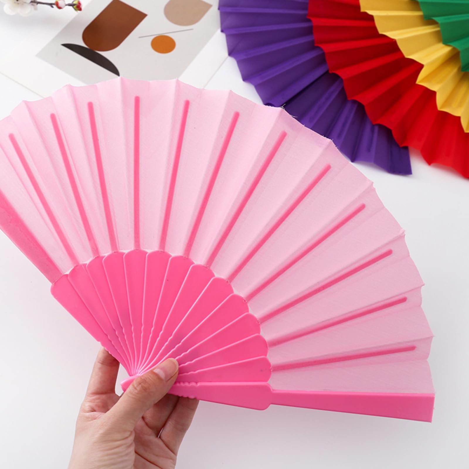 Abanico plegable chino retro de mano grande para baile cosplay fiesta