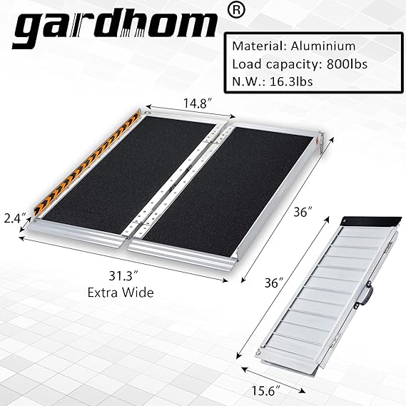 Gardhom Foldable Wheelchair Ramp - material, load capacity, N.W.