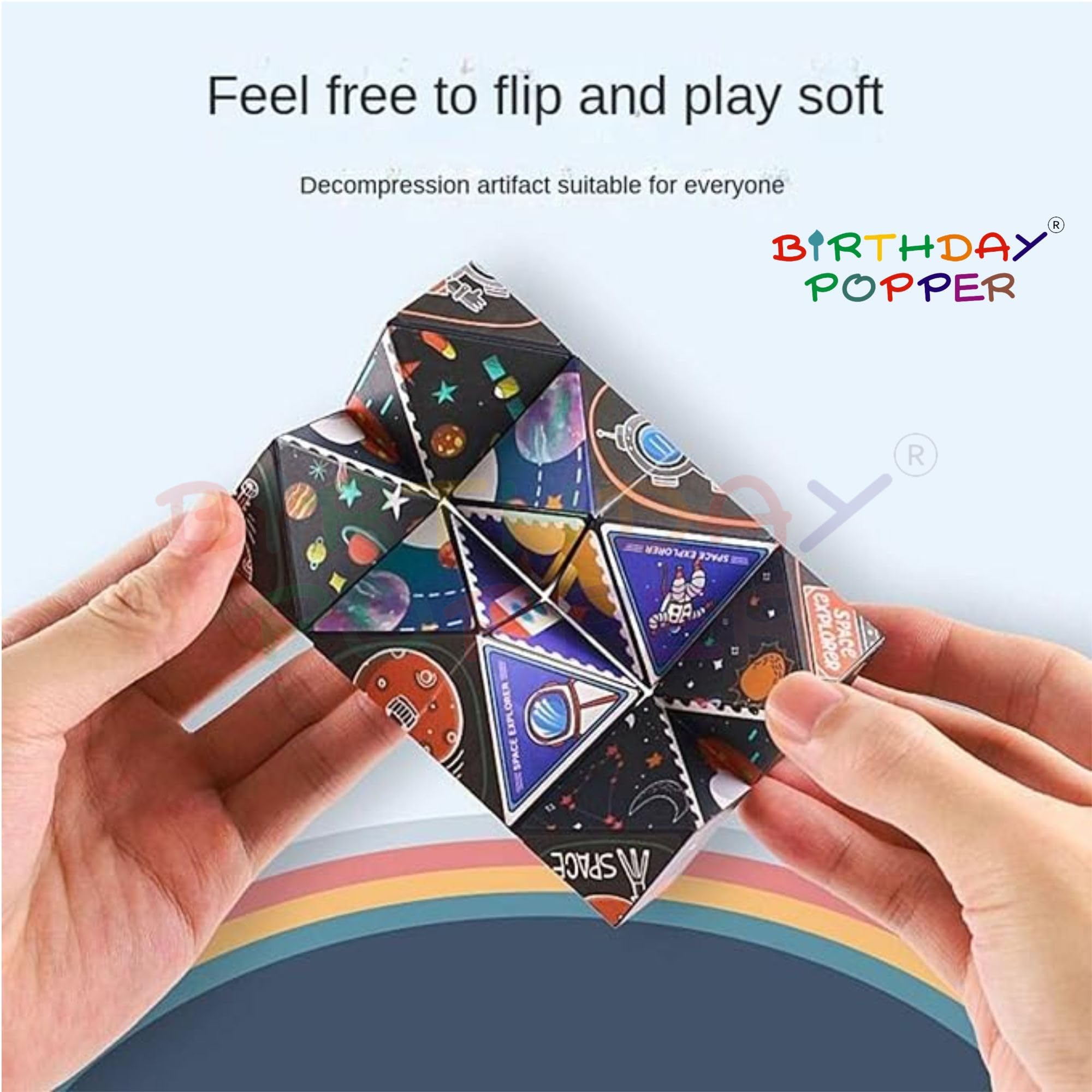 Birthday Popper Shape Shifting Versatile Puzzle Cubes as Birthday Return Gifts - Pack of 12 - Geometric 3D Puzzle Magic Infinity Cube - Educational Toys for Kids 1