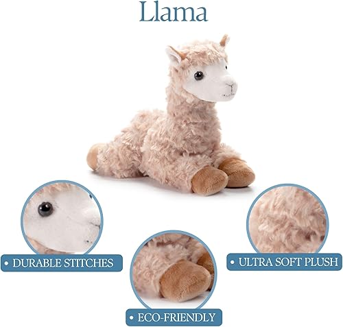 Miniatura 6 de The Petting Zoo Peluche de llama, regalos para niños, animales de vida silvestre Scoopz, juguete de peluche de llama, 8 pulgadas