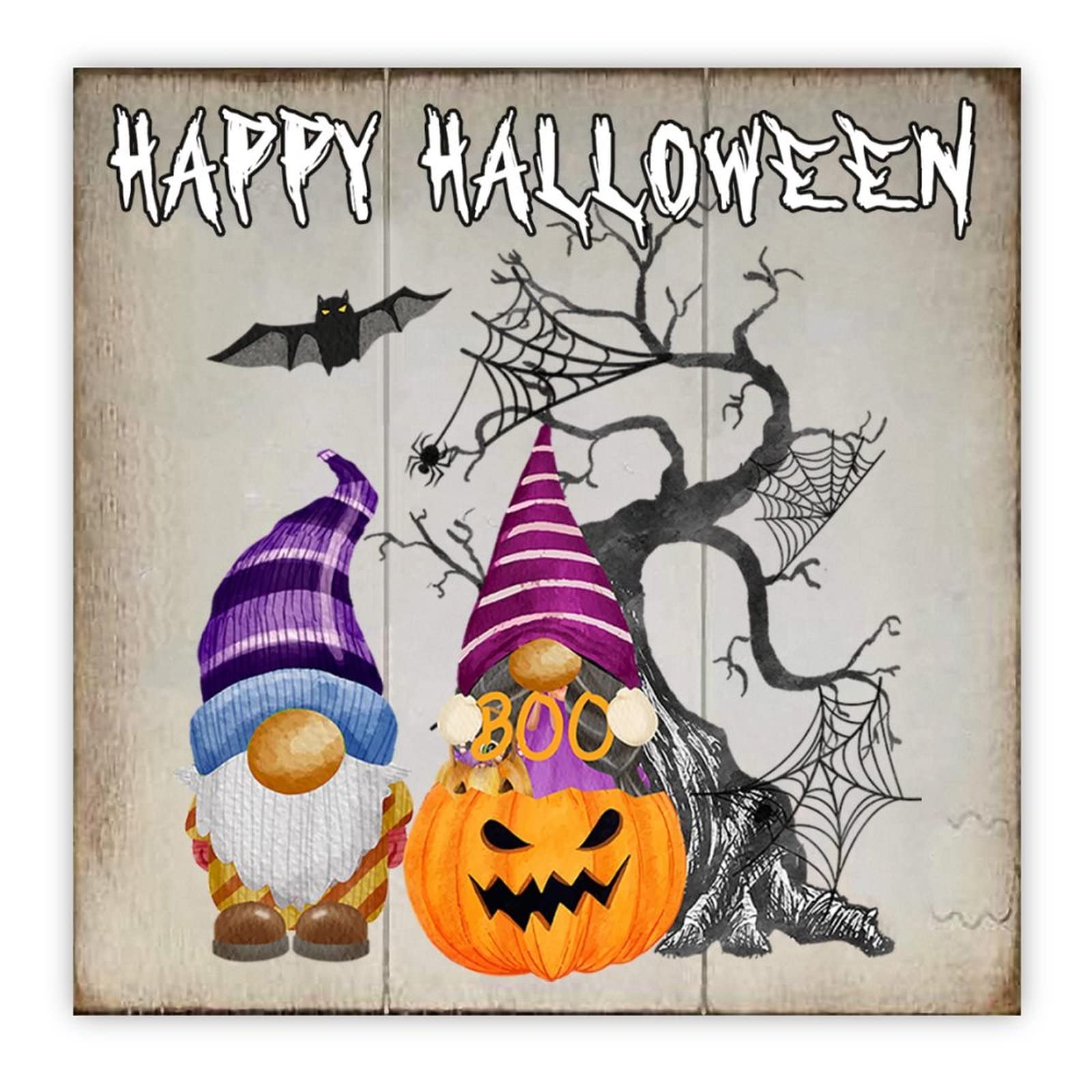 Panneau en bois Happy Halloween style rustique et finitions soignées