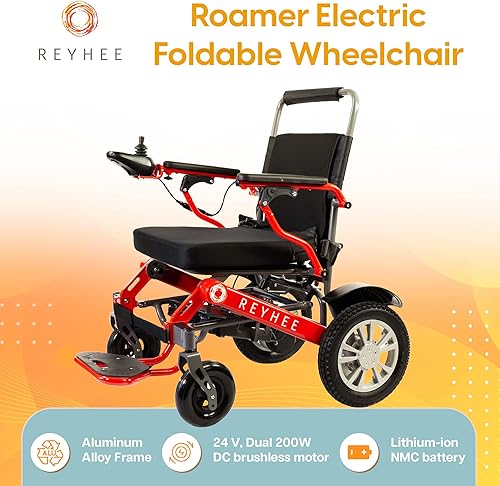 Miniatura 2 de Reyhee Roamer Silla de ruedas eléctrica plegable  24 V, 200 W silla de ruedas eléctrica con motor DC sin escobillas  Sillas de ruedas compactas