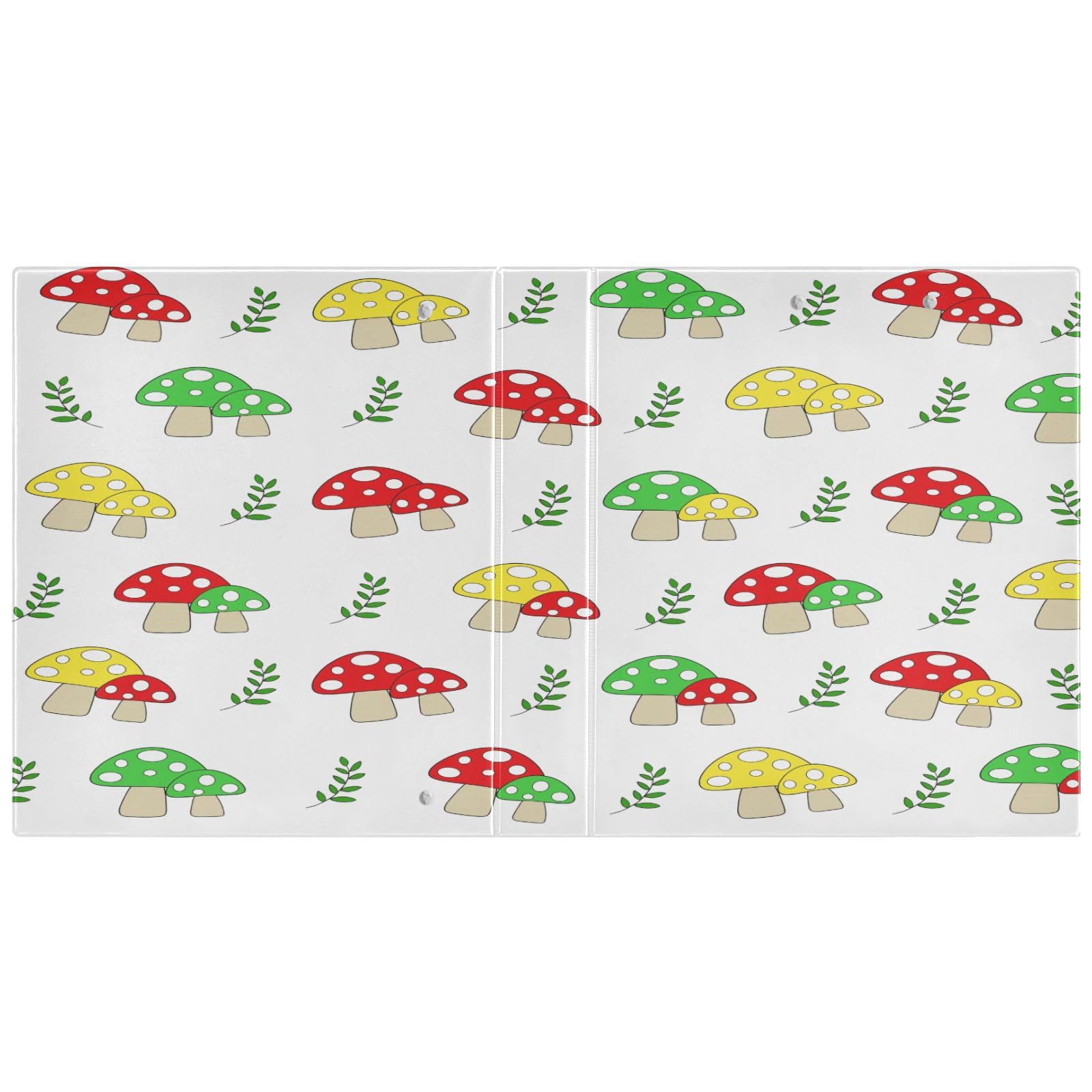 Raccoglitore a 3 anelli rotondi impermeabile con portablocco, in PVC, trasparente, formato A4, versatile, 200 fogli, per ufficio, scuola, casa, organizzazione ricette, motivo: funghi