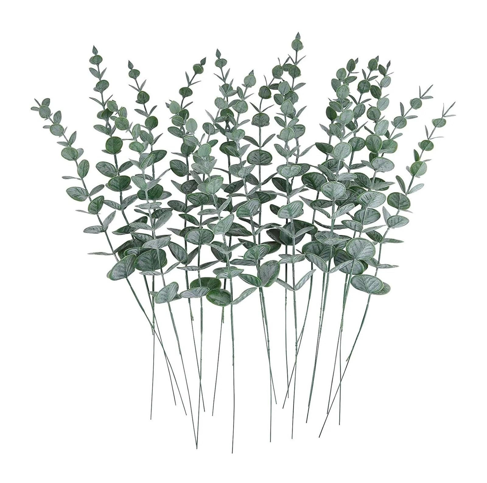 Künstliche Zweige 24 Stück Eukalyptusstiele, künstliche Eukalyptusblätter, grüne Zweige for Hochzeitsblumenarrangements, Bauernhaus-Heimdekoration(White)