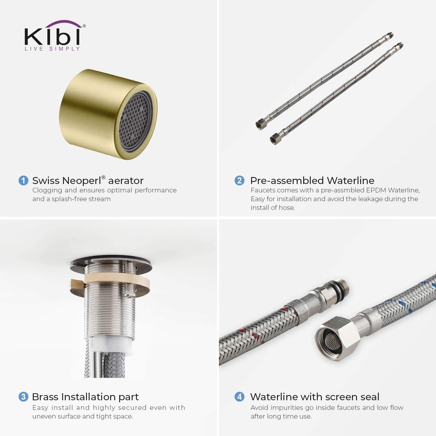 KIBI Macon Single Handle Bar Faucet | Solid Brass High Arc Spout with 360-Degree Swivel | Kitchen Sink Faucet for Bar or Prep Areas, Modern & Rust-Resistant (Brushed Gold, KKF2012)