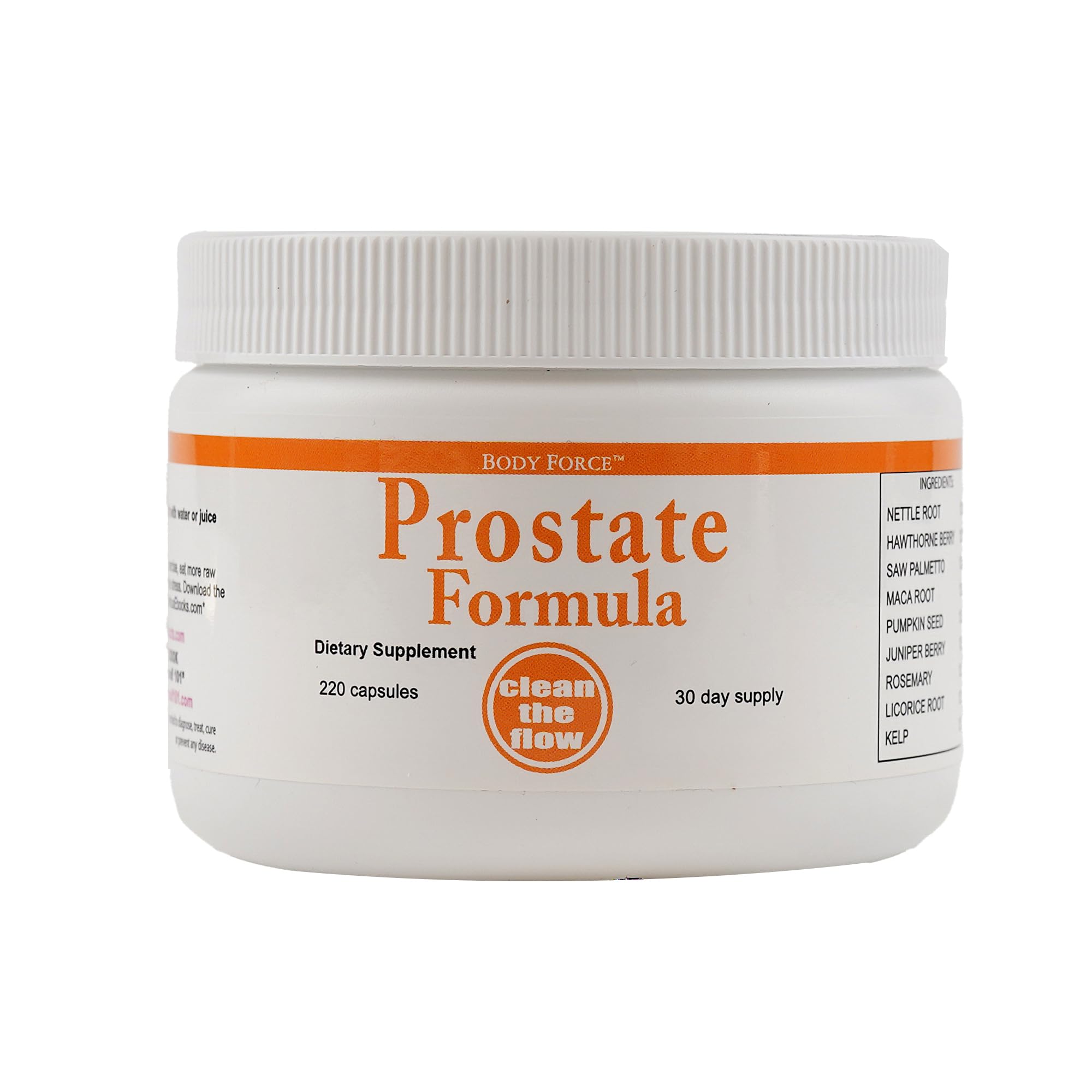 Body Force Suplemento fitoterápico com Saw Palmetto, raiz de urtiga, maca, zimbro, alecrim, sementes de abóbora, alcaçuz e kelp canadense, 220 cápsulas