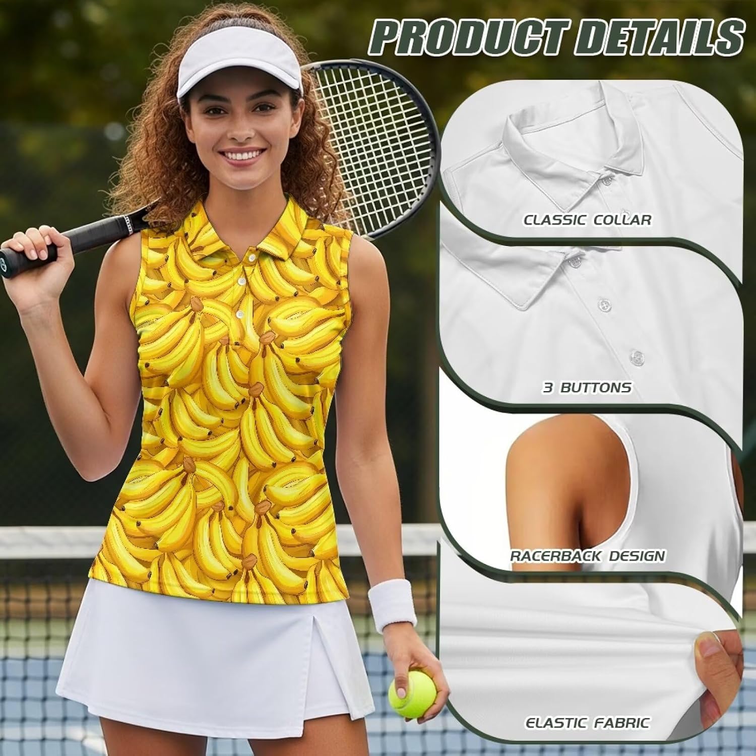 Biyejit Women's Sleeveless Golf Polo Shirts Collared V Neck Tennis Tank Tops Sun Protection Quick Dry Lightweight XS-2XL