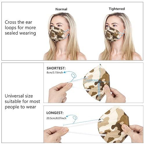 Miniatura 76 de akgk Mascarilla KN95 de 50 unidades, mascarillas de protección transpirable, envueltas individualmente, mascarillas KN95 negras de 5 capas, máscaras