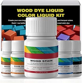 Wood Stain Liquid Solvent - Wood Dye - Indoor and Outdoor Furniture and More - Fast Drying - Wood Dye Powder - Wood Stain for Crafts - 5 Color Kit