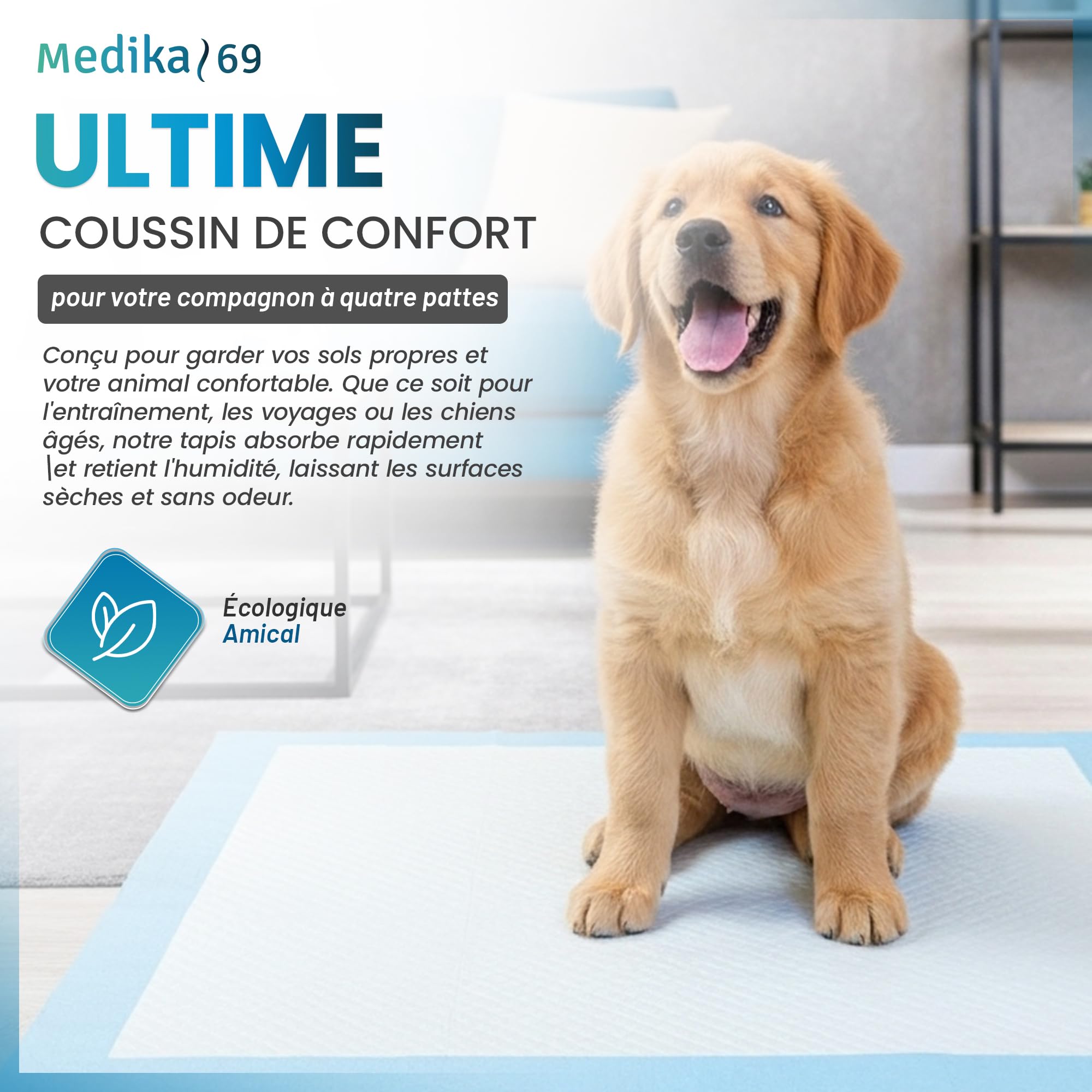 Alaise pour Chien, Alese Jetable, 40 x 60 cm / 60 x 60 cm / 60 x 90 cm Tapis pour Chiot, Apprentissage de la Propreté, Anti-Fuite et Résistante (25 pièces) (50, 40 x 60 cm)