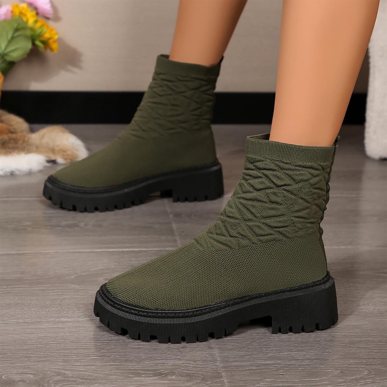 Generisch Donna Inverno British Moda Piattaforma Goffo Stivaletti Caldi Scarpe All'aperto