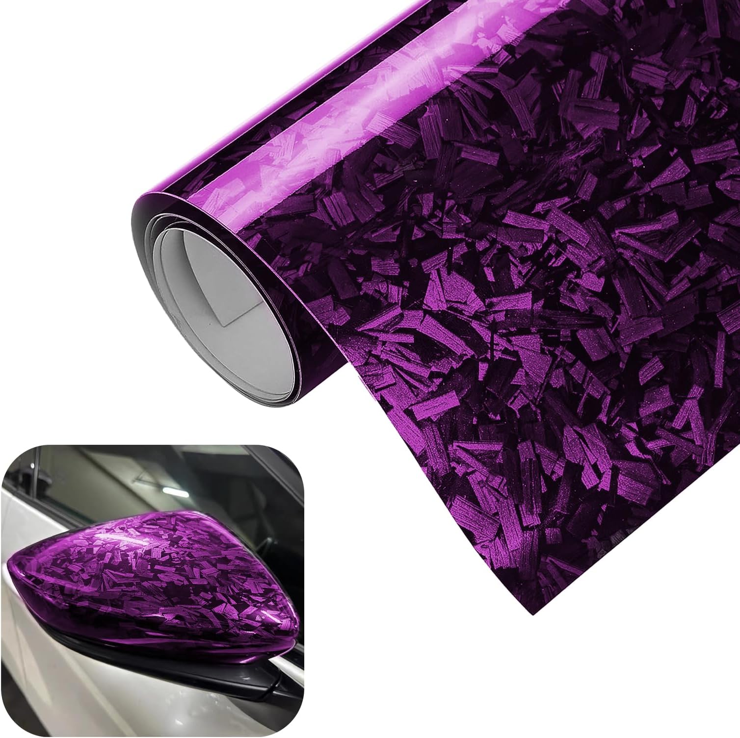 Gloss Forged Carbon Fiber Wrap, 1Ft x 3.5Ft DIY Decal Vinyl Wrap Roll, Self-Adhesive Film Sticker, Exterior Interior Accessories for Car SUV Truck and Motorcycle (Purple)