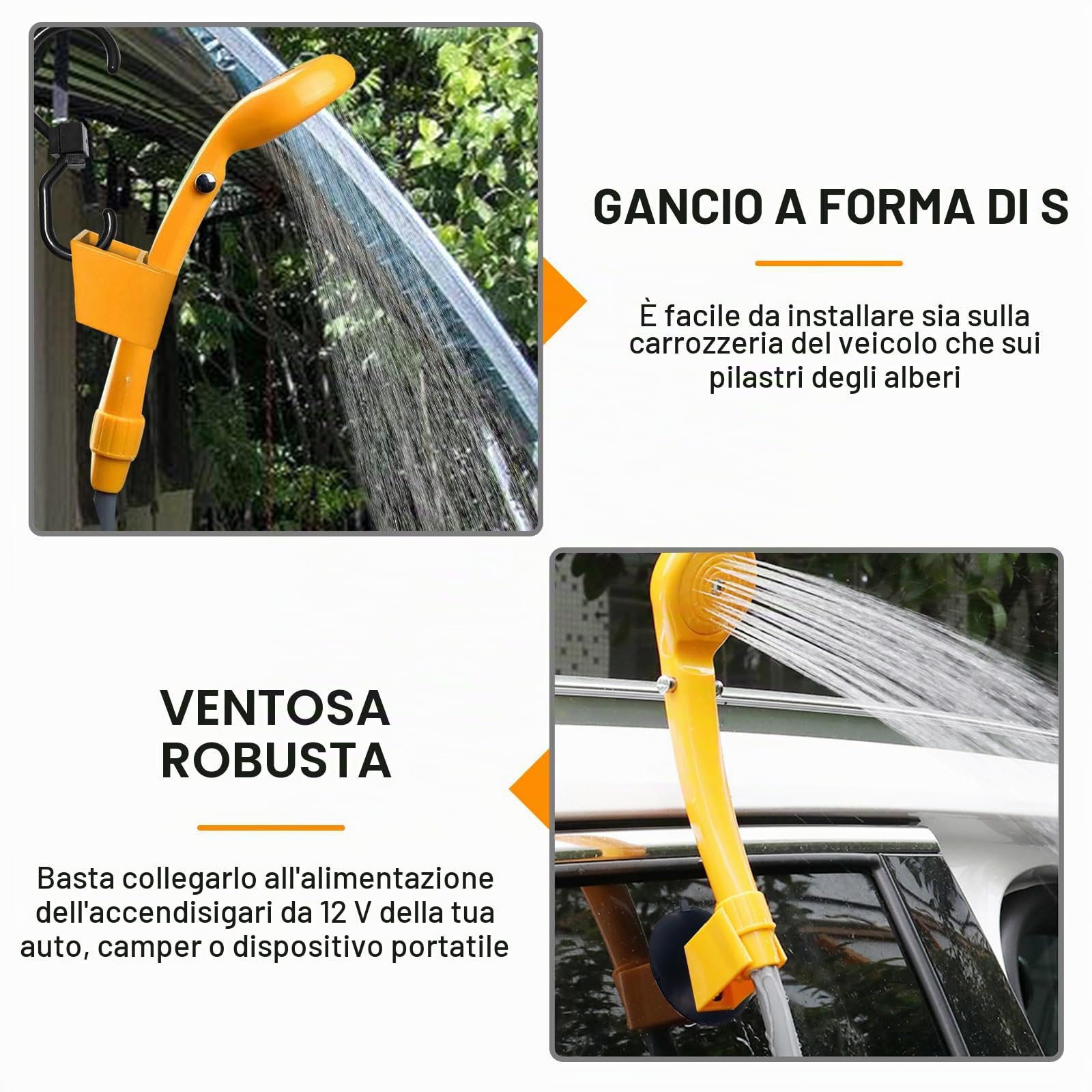 BORDEAG Doccia da Campeggio con Pompa, Doccia da Campeggio Portatile con Pompa, Doccia Esterna Portatile 12v, Doccia da Campeggio, Doccia da Esterno, Doccia Esterna per Viaggi in Campeggio, Giardino