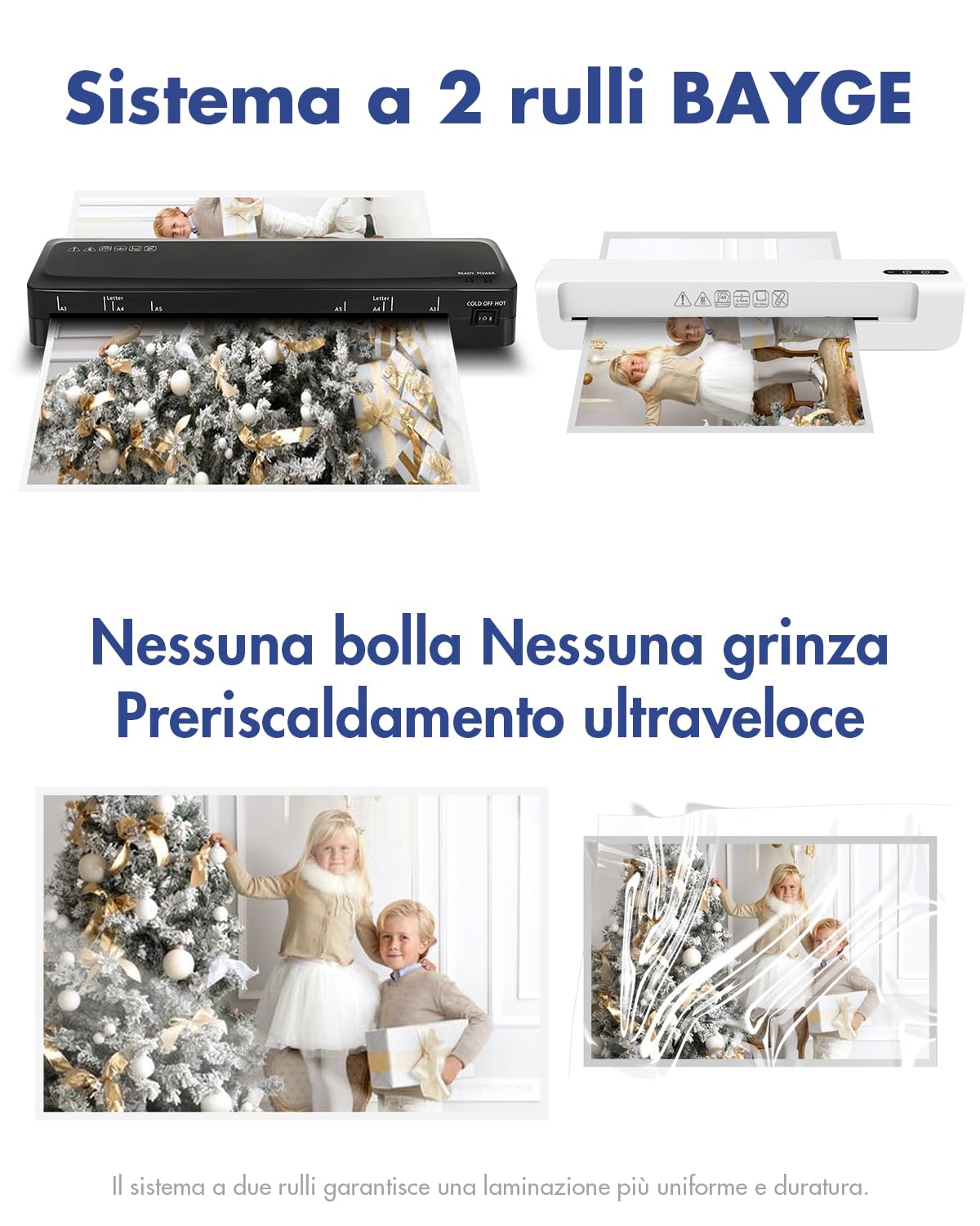 Plastificatrice, Plastificatrici A3 A4 A5 A6 a Caldo e a Freddo con taglierina, Arrotondatore per angoli, Laminatrice portatile per casa/ufficio/scuola