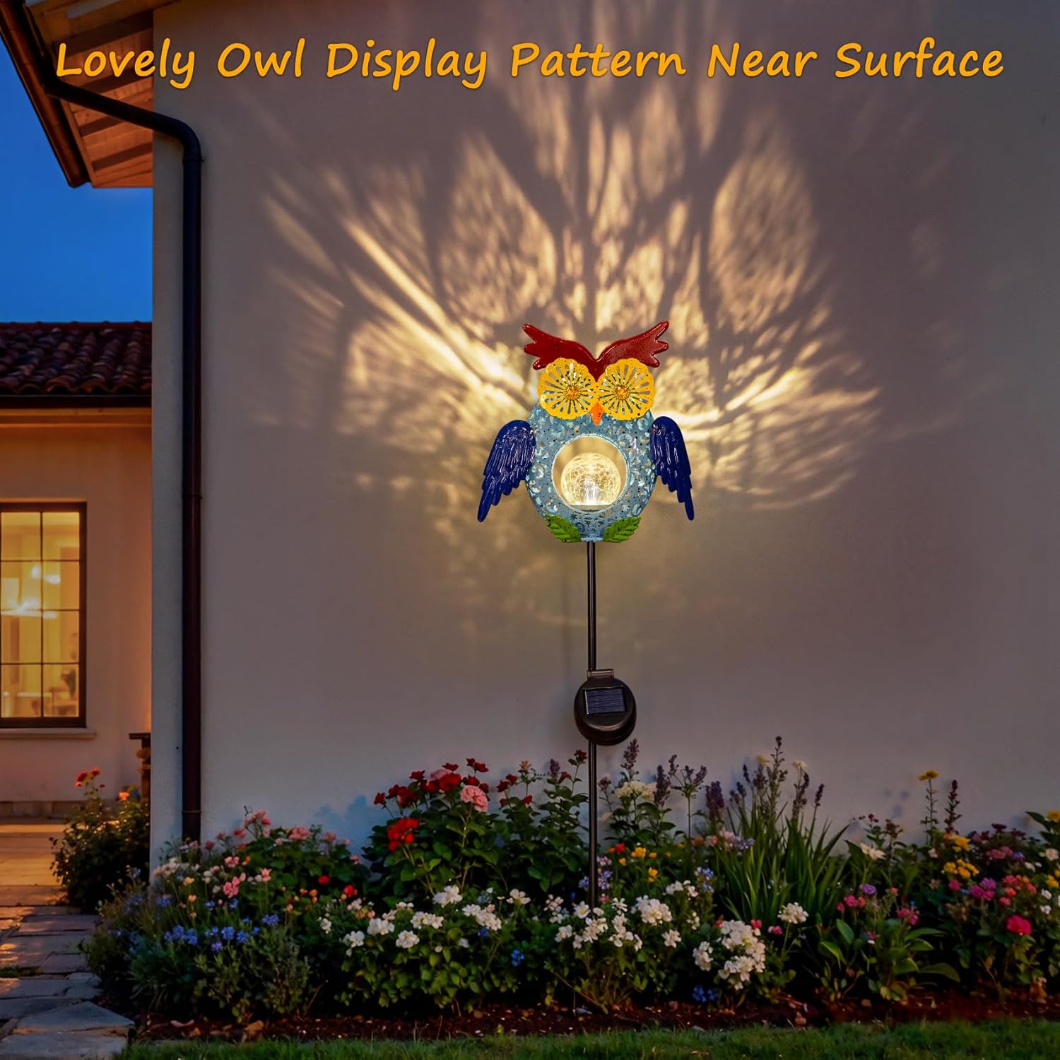 Go2garden Solar Owl Garden Gifts Lights Outdoor, 3D Waterproof Colorful Yard Art Decor with Stakes for Pathway Sidewalk Ornaments, Birthday Garden Gifts for Mom Women(1Pack)