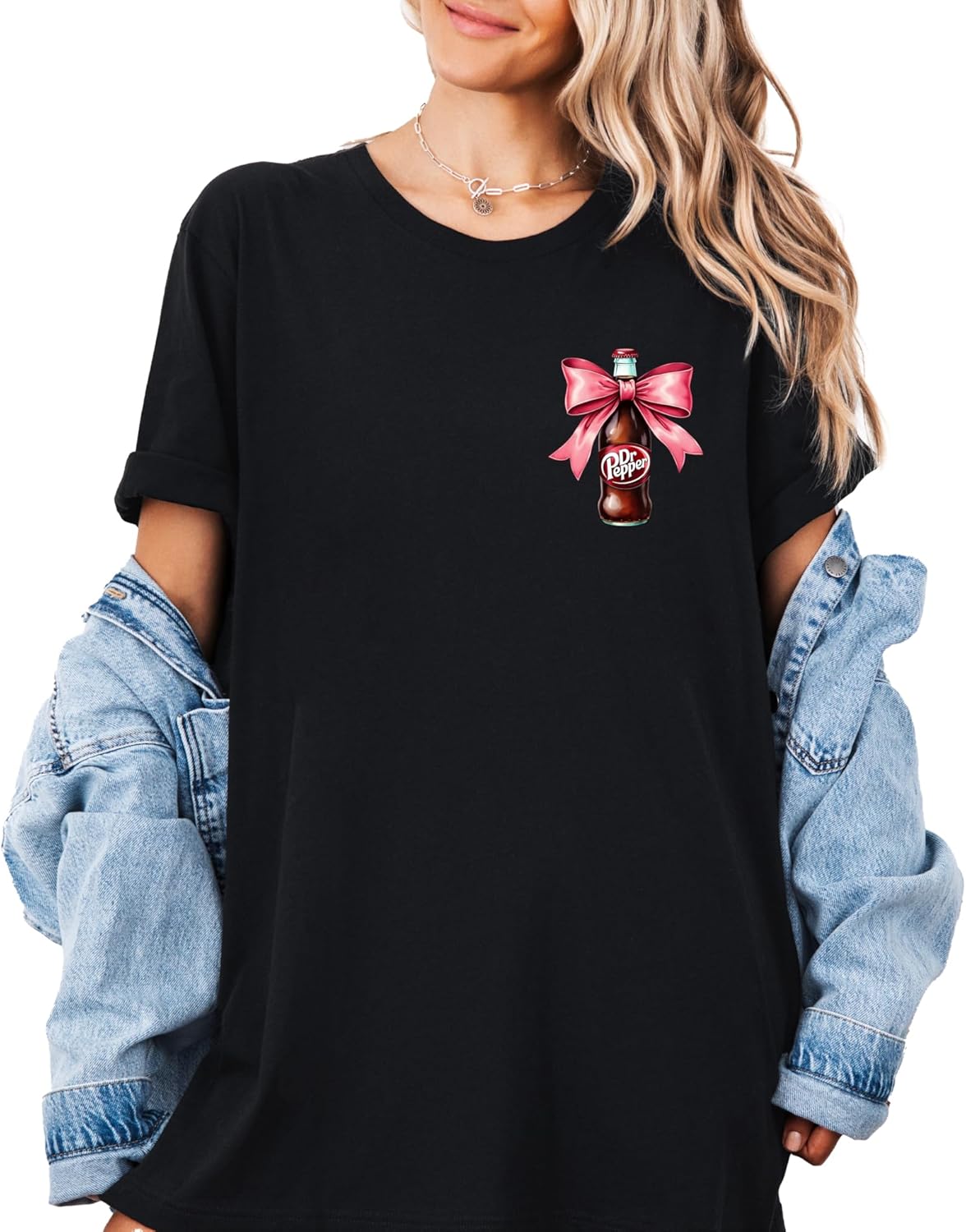 D.r. P.e.p.p.e.r Pink Bow Coquette Shirt, Unisex T-Shirt, Soda Lover Gift, Funny Drink Shirt, Cotton, Short Sleeve, Crew Neck, Regular Fit, Pink, XS-S-XL - Image 2