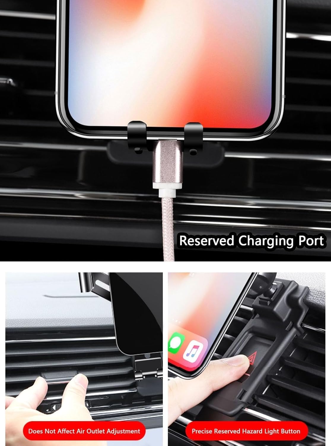 Car Phone Mount for Audi A6L 2012-2018, 360° Rotation Adjustable Holder, Secure Grip, Easy One Hand Use, Hands Free for Safe Driving, Durable Everyday Design,C Red