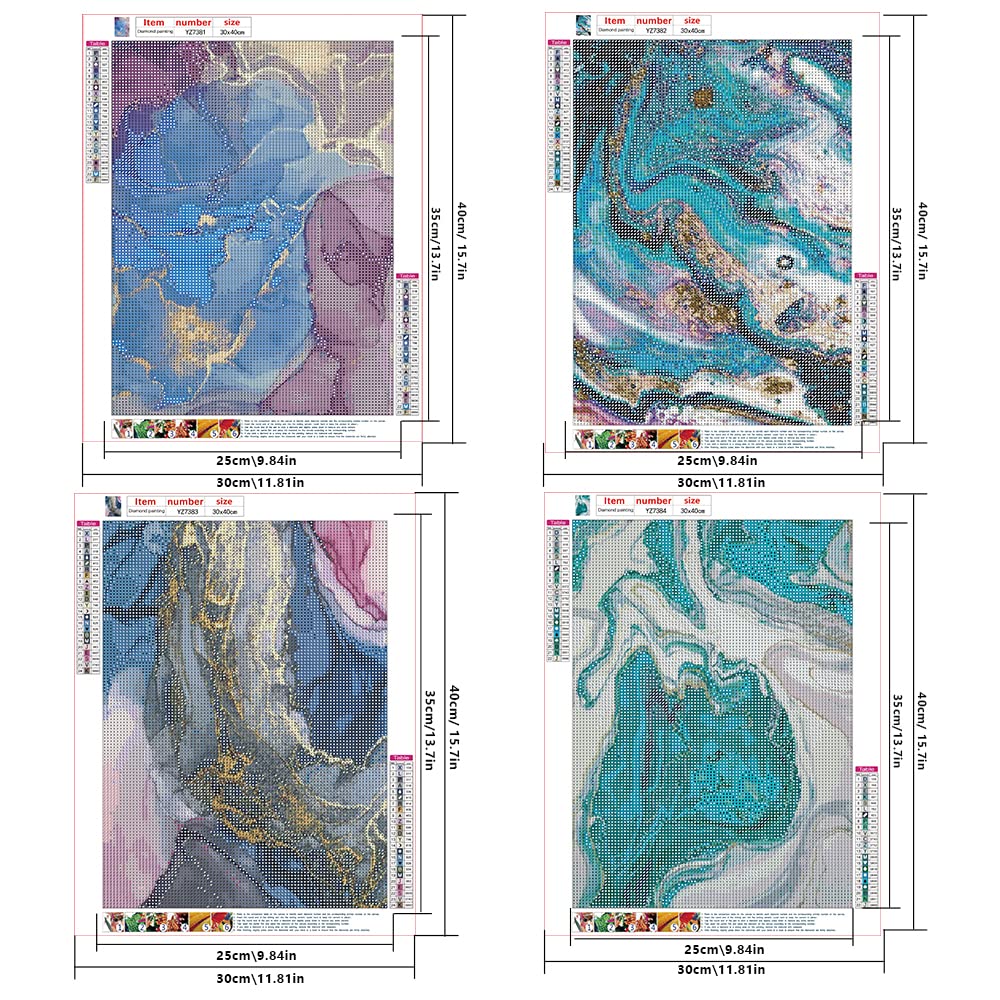 DCIDBEI Lot 4 Peintures Diamant Paysage Jaune 40x50cm - Kit Complet Broderie Diamant Adultes