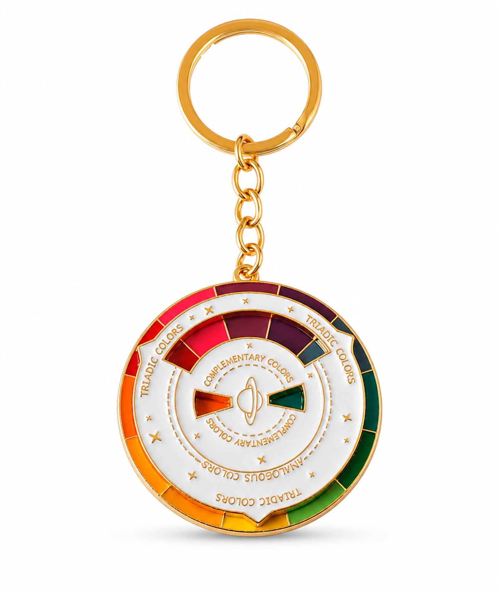 Colour Wheel for Artist, Portable Color Wheel Keychain for Art Students Rotating Colour Wheel Tool for Outdoor Painting and Studio Color Mixing, White Planet Key Ring with Colour Wheel Design-image-27