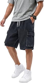 EMMIOL Baggy 남성용 청바지 반바지, Y2k Jorts 카고 찢어진 신축성 있는 허리, 남성용 데님 반바지 편안한 캐주얼 스트리트웨어 여름