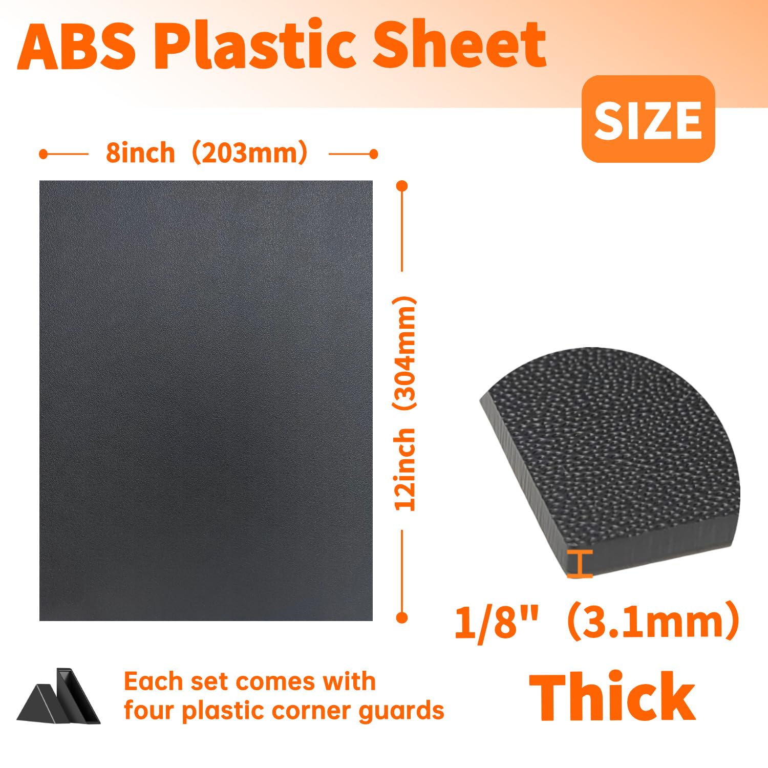Black ABS Plastic Sheet - 8" x 12" -2
