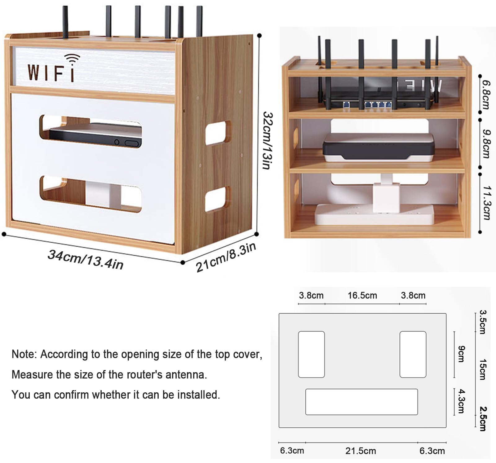 Organized Router Cord Hider Shelf Wooden Router Shelf Wall Mount - WiFi Router Storage ...
