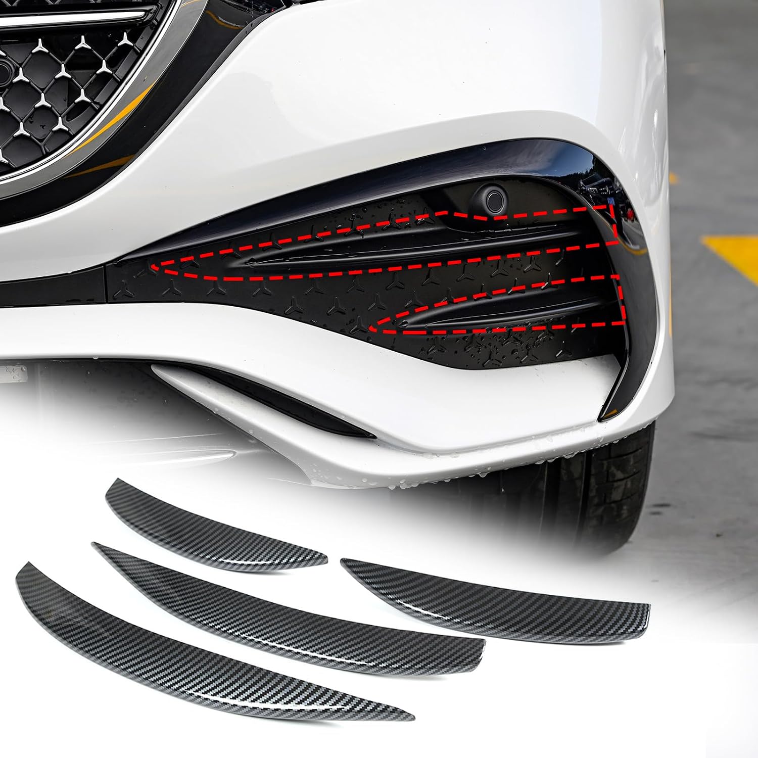 Front Fog Lamp Cover Trims Compatible with Mercedes Benz E Class 2024 Sport Special Front Fog Light Eyebrow Lamp Cover Front Bumper Trim Accessories (Carbon Fiber)