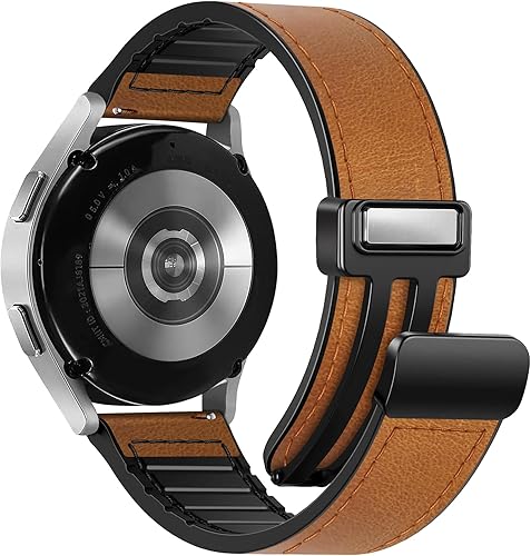Miniatura 11 de Correa de cuero magnética compatible con Samsung Galaxy Watch 7/6/5/4/Active 2 40mm 44mm/Watch 6 Classic 43mm 47mm/Watch 5 Pro 45mm/Watch 4 Classic
