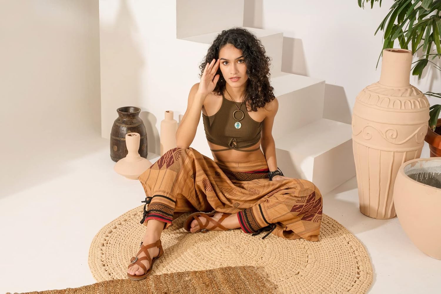 The Veshti Company Women's Printed Summer Harem Pants, Cotton Boho Hippie Casusal Oversized Palazzo Joggers for Women