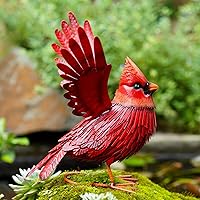 Nacome Large Red Cardinal Metal Garden Statue - Outdoor Yard Art Sculpture for Patio Balcony Yard | Valentine's Day Birthday Gifts for Women Mom Grandma