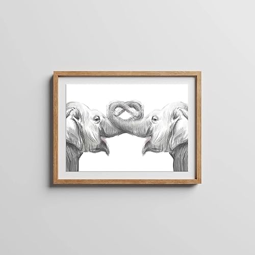 Miniatura 5 de Elephants in Love - Impresión artística de acuarela original, arte de la selva africana, sala de safari, decoración de elefante, compromiso de boda