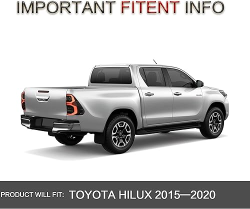 Miniatura 8 de VLAND Conjunto de luces traseras para Toyota Hilux 2015-2020 Base, Chasis, Doble Cab, SR, DLX (no para Tonka), lámpara trasera con DRL, señal de